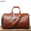 ROOG Vintage Leather Travel Tote Bag With A Roomy Interior That Easily Fits Your Essentials, Combining Style And Practicality 1