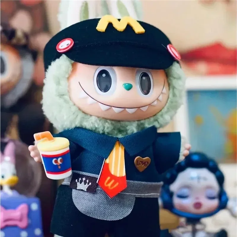 15 17cm For Labubu Doll Workwear Working Cosplay Clothes Fast Food Cola Fries Overalls Outfit Clothing Dollhouse Accessories