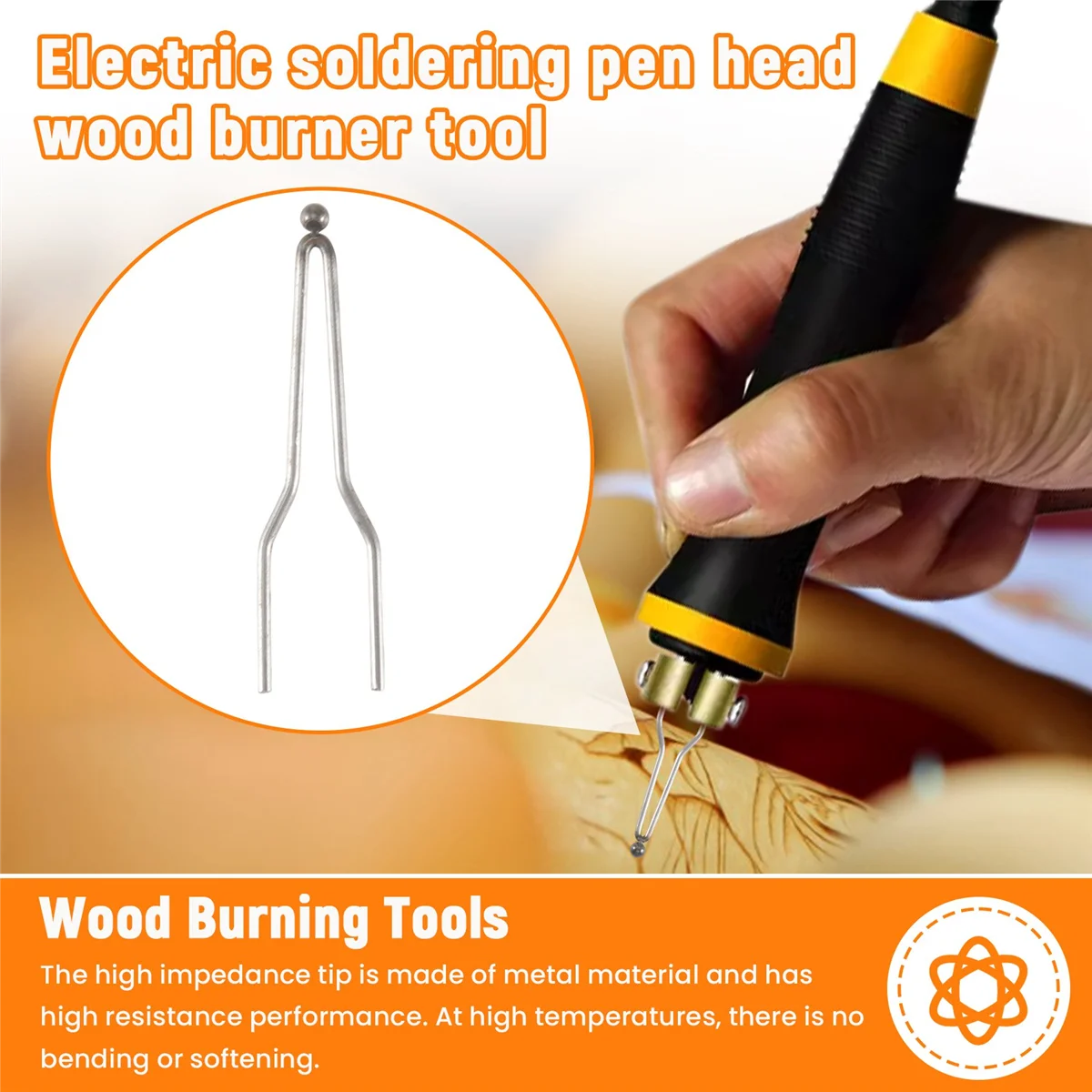 High Impedance Tips Wood Burning Wire Ball Tips for 50W or 100W Professional Wood Burning Kit 5 Pcs