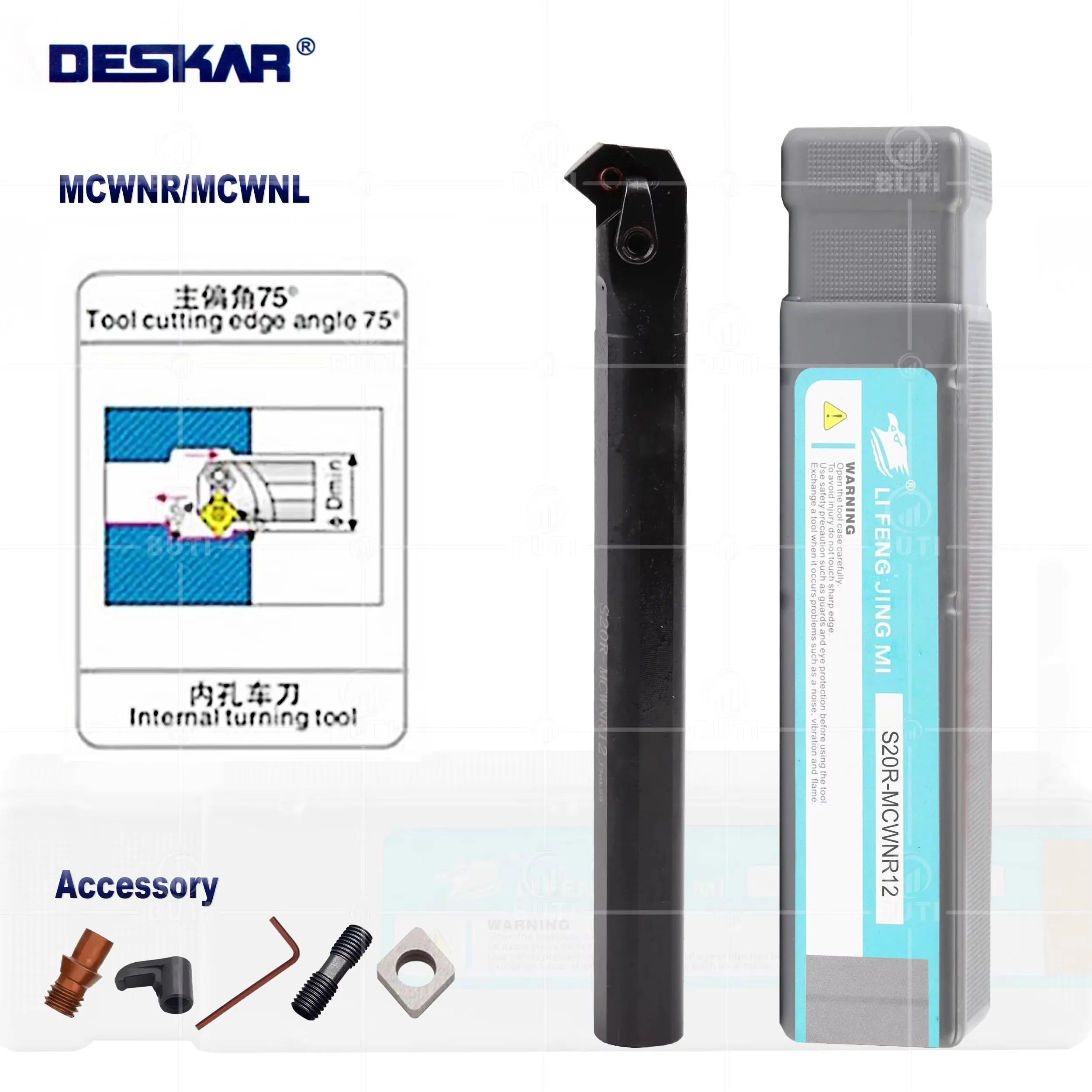 데스카 100%  수치 제어 MCWNR/L S20R/S25S-MCWNR12 S20R-MCWNL12 CNC 선반 공구 홀더 내부 보링 바 공구 사용