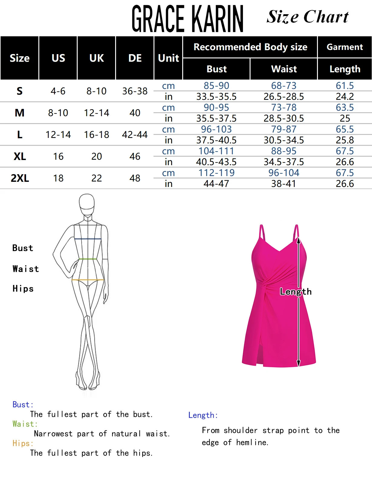 GK Women Front Slit Bathing Suit With Attached Briefs V-Neck Padded Swimwear