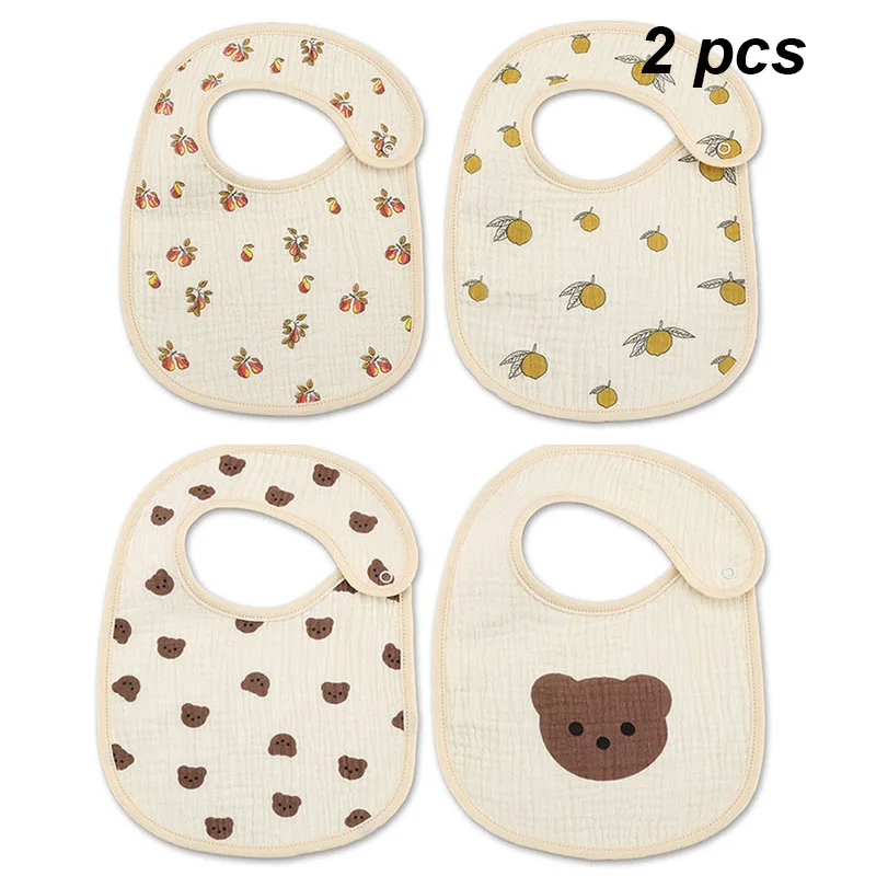 2PC Fashion Scarf Newborn Baby Cotton Gauze Bibs Infant Boys Girls Burp Cloths Children Feeding Saliva Towel Stuff for Kids cotton gauze soft baby bibs u shaped solid color newborn burp cloths bandana scarf towel for baby boys girls feeding saliva