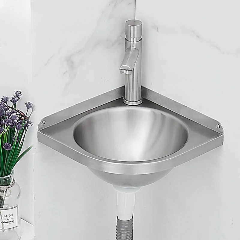 

304 stainless steel mini triangular basin, wall mounted washbasin, mobile toilet, RV, simple