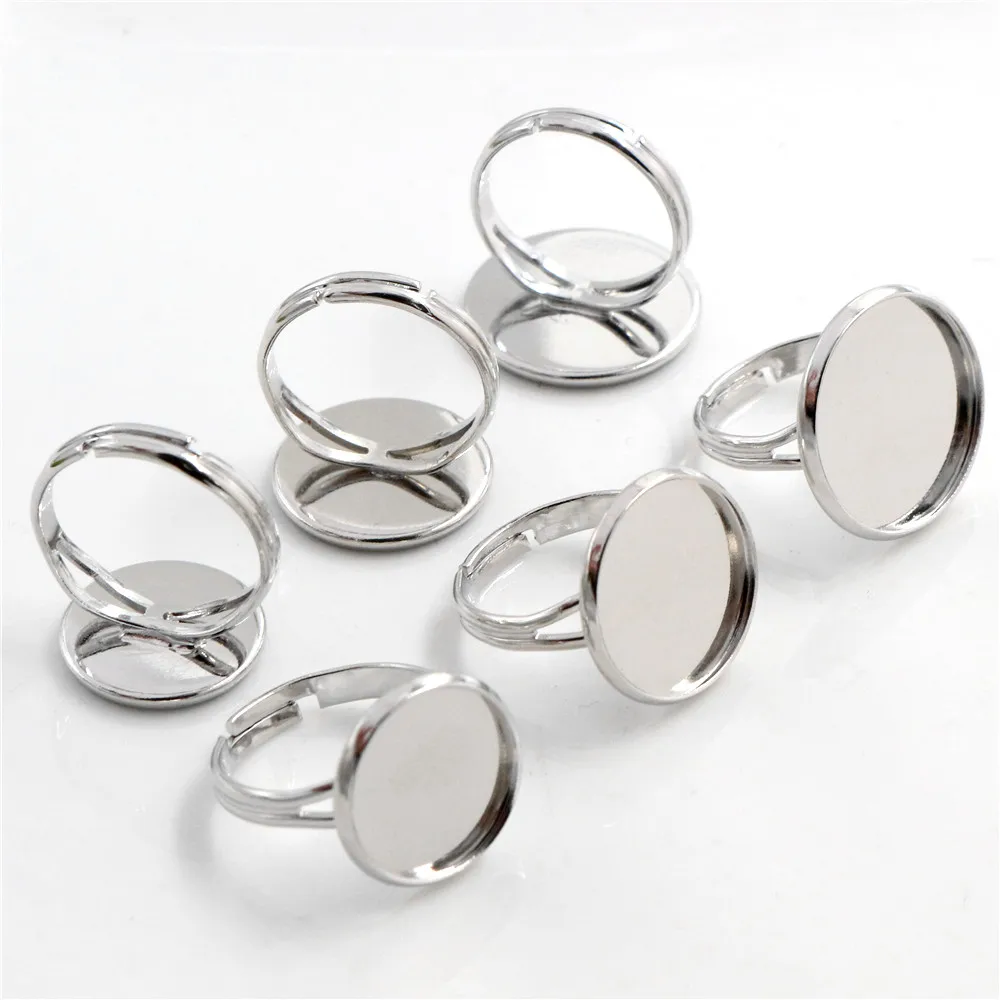 10pcs Multi-Color Plated Brass Adjustable Ring Settings with 8 Color Options