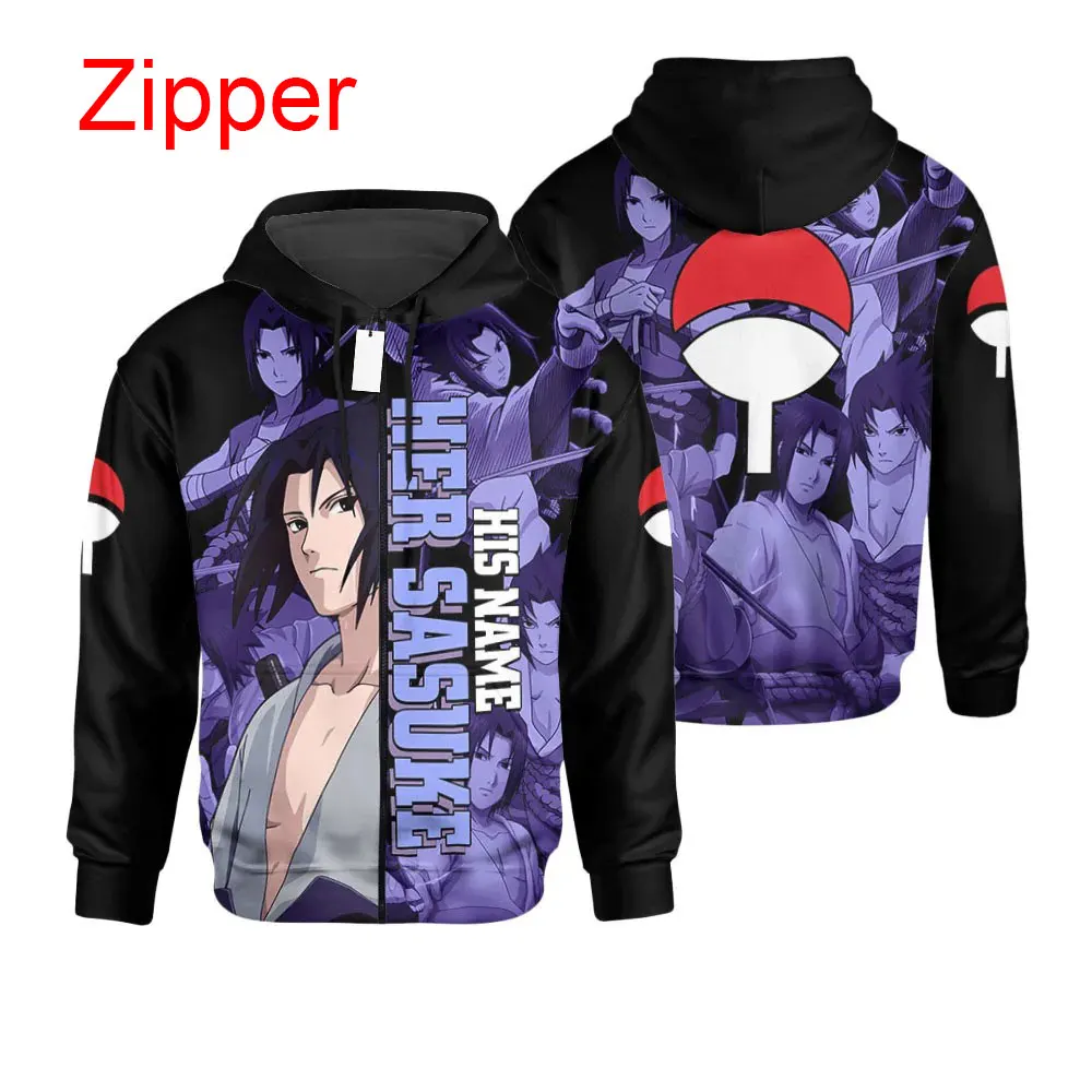 

Толстовка с капюшоном Her Sasuke Uchiha, персонализированный мультяшный Аниме Наруто для мужчин и женщин, Детский свитшот на молнии, модная куртка, пальто
