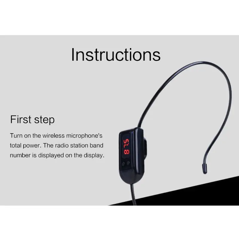 휴대용 FM 무선 마이크 헤드셋 작동이 더욱 쉽고 편리해졌습니다. -52dB±1.5dB 감도 마이크 헤드셋