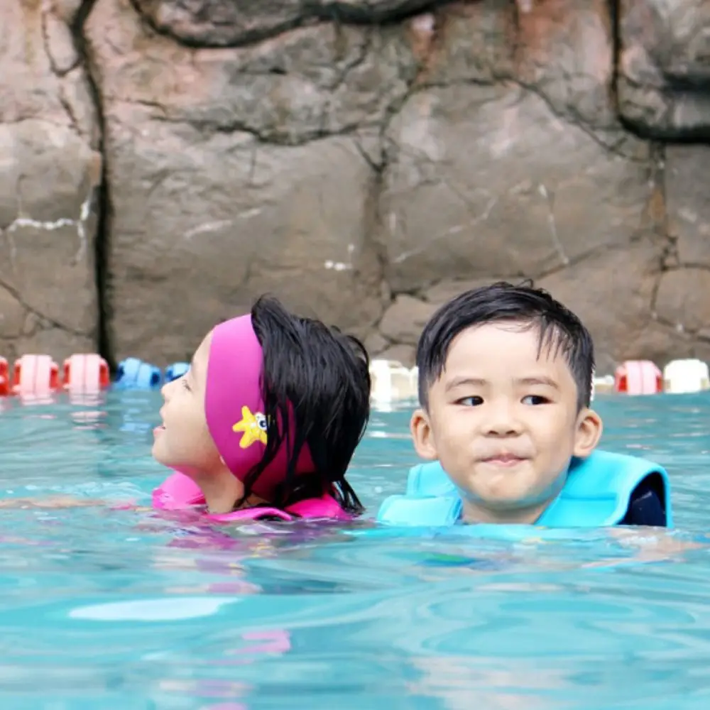 thumbnail image 2 of 3 Pieces Swimming Headband Waterproof Swim Ear Band Elastic Ear Protection Band For Swimmers Kids Adult Block Water Secure Earplugs Water Protection Bath Shower Pool Beach (Vivid Style 2 of 9