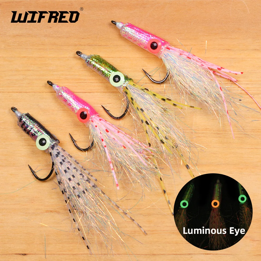 Wifreo 4pcs/6pcs Luminous Epoxy 3D Fish Eye Squid Fly Rubber