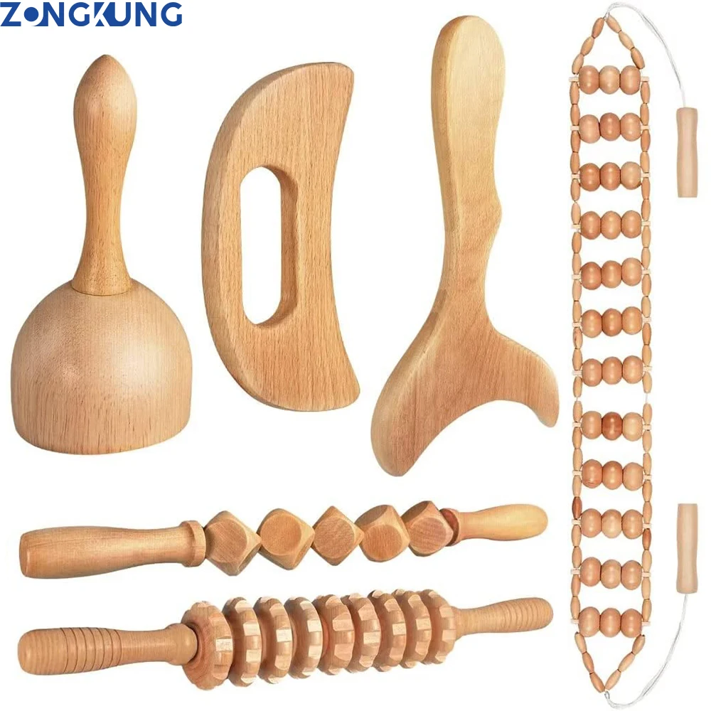 

Wood Lymphatic Drainage Tools Wooden Massage Roller Wood Therapy Massage Tools Anti Cellulite Massager for Gua Sha Body Shaping