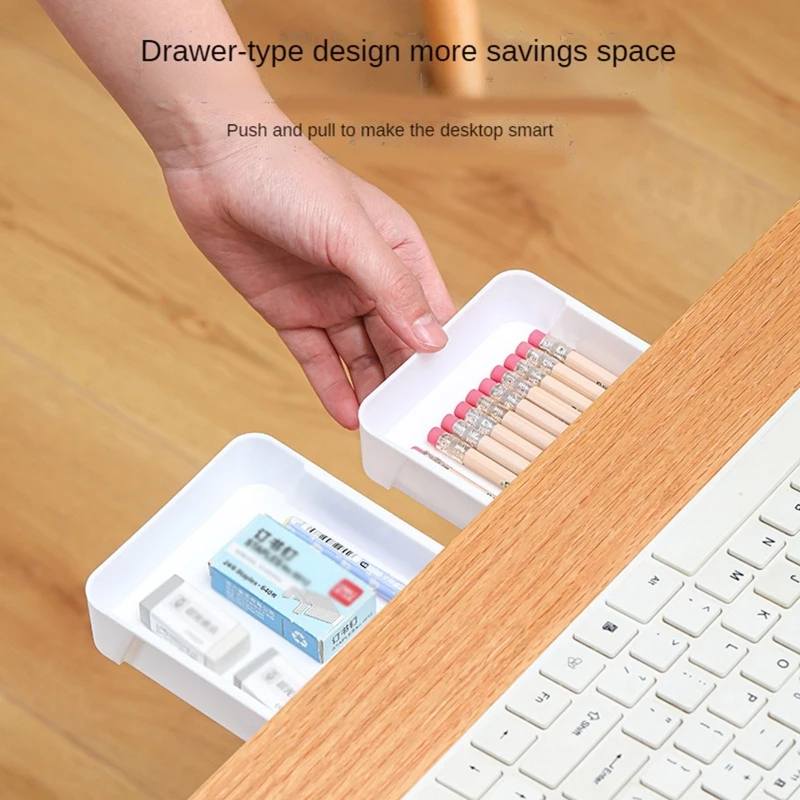 Drawer Organizers Convenient Desk Storage Under Desk Drawer Adhesive Sticky Hidden Self Multifunctional Storage Drawer Table for Home School