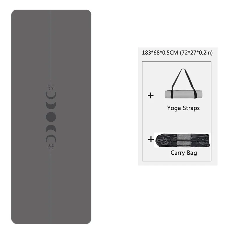 Yoga mat 183cm natural rubber PU yoga mat thickened widened shock-absorbing non-slip sweat-absorbent sun-moon fitness meditation mat