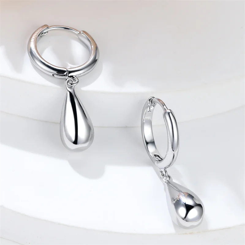 Charm Female Big Water Drop Hoop Earring Luxury Yellow Gold Color Earrings For Women Simple Metal Wedding Jewelry