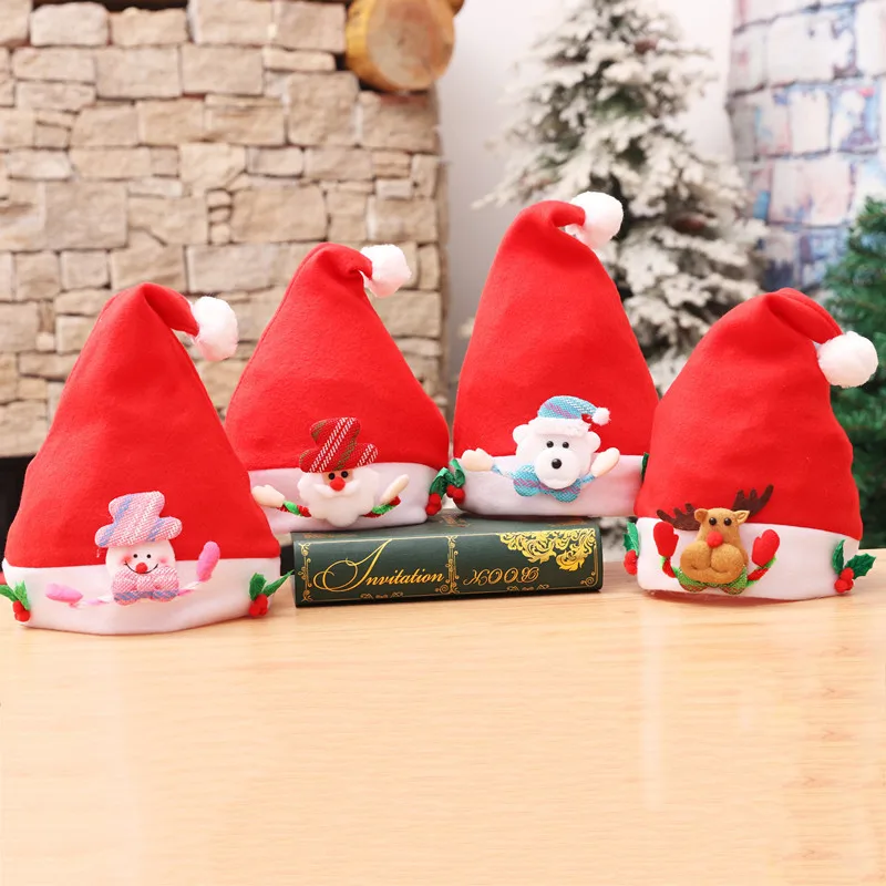 Children Christmas Hats New Year Santa Claus Snowman ElK Cap for Kindergarten Home Party Children Xmas Gift for 2-8 Year Kids