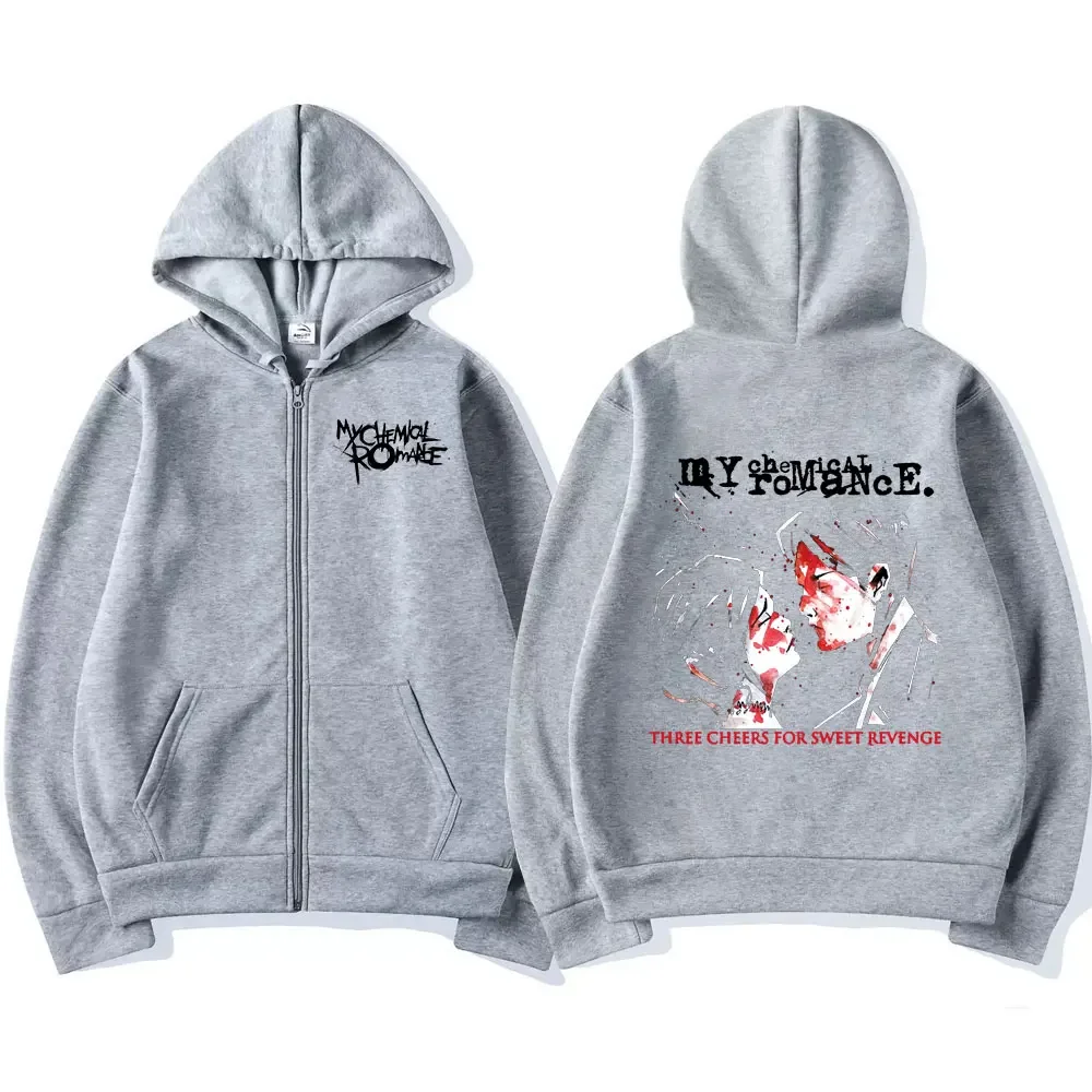 Rock Band My Chemical Romance Mcr Dead Zipper Hoodie Men's Black Parade Punk Emo Zip Up Sweatshirt Coat  Vintage Hip Hop Jacket