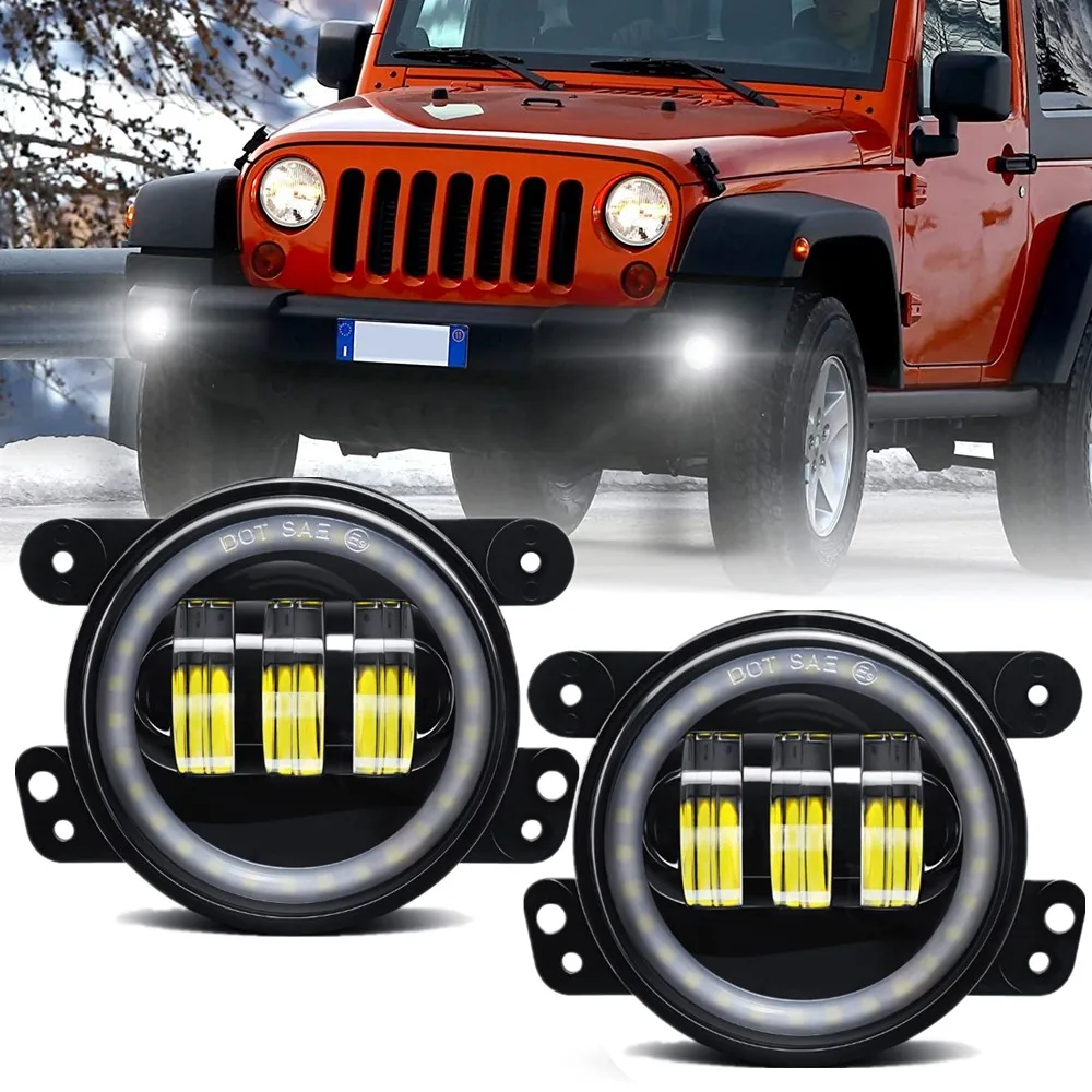 

Автомобильные 4-дюймовые светодиодные противотуманные фары для Jeep Wrangler JK, аксессуары 07-18, круглый передний бампер, 30 Вт, светодиодные противотуманные фары в сборе, 2 шт.