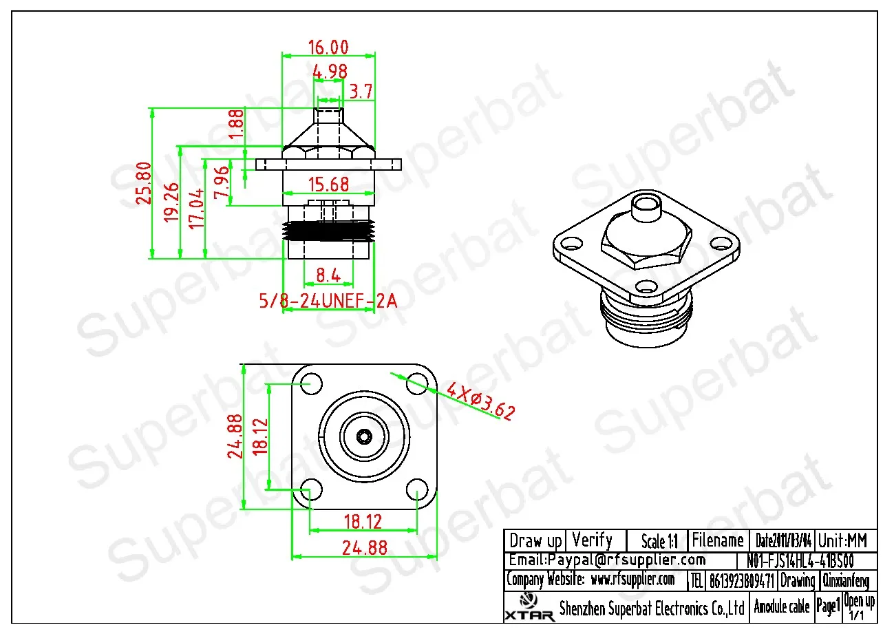 Female RF Coaxial Connector for Semi Rigid Cable
