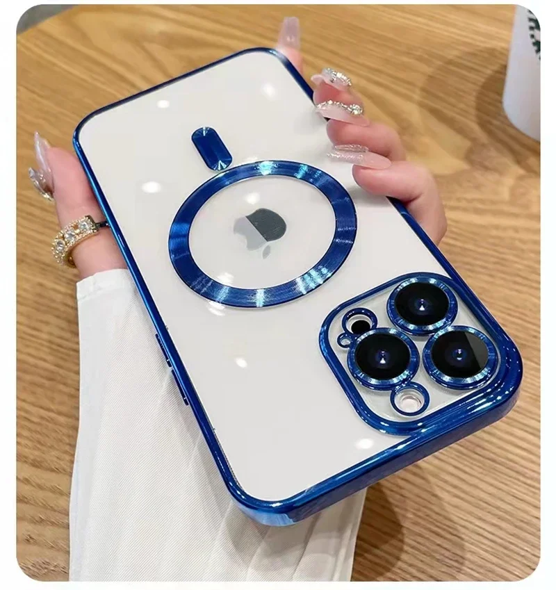 Luxury Wireless Charging Transparent Magsafe Case For iPhone 16 15