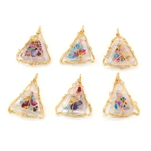 

6PCS Natural Pearls Irregular Triangle Winding Gold Wire Pendant For Jewelry Making DIY Necklace Earring Accessories Charms Gift