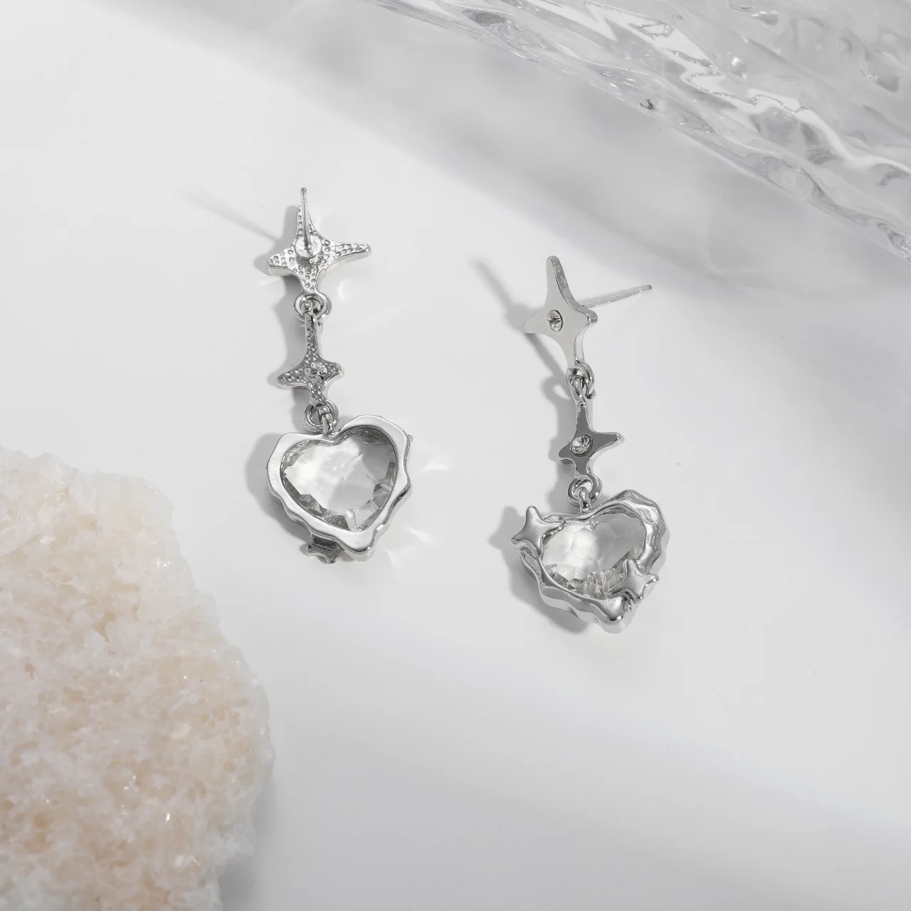 ピアス Square Crystal Pendant Earrings S8091f481a3634e7286653e00f40ad
