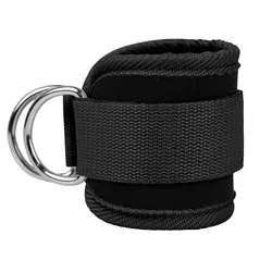 Enhanced Padded Neoprene Ankle Straps with Double D-Ring for Leg Training and Support (1PC BLACK)