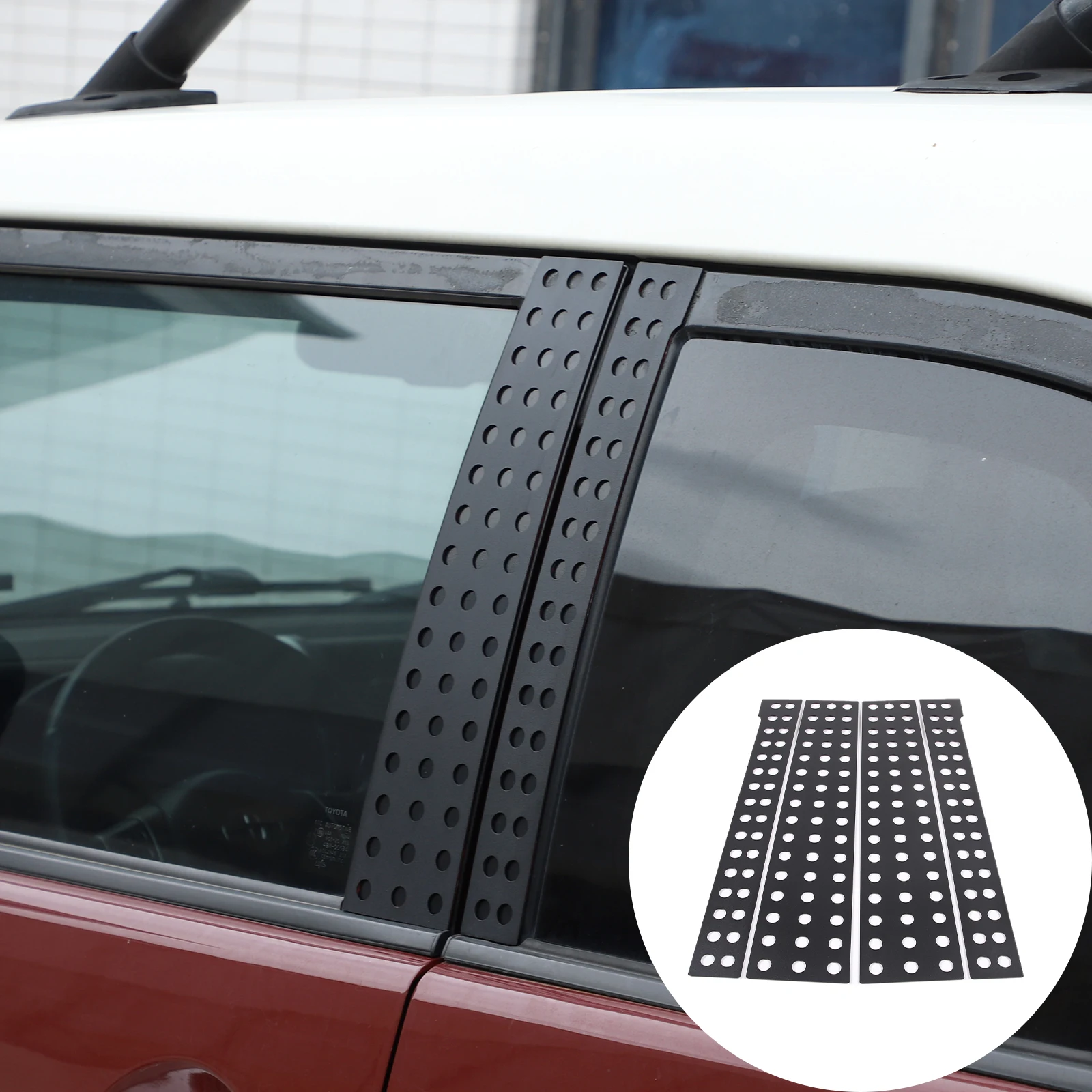 

For Toyota FJ Cruiser 2007-2021 Aluminum Alloy Car B-Pillar Trim Cover Flag Style Honeycomb Panel Car Accessories
