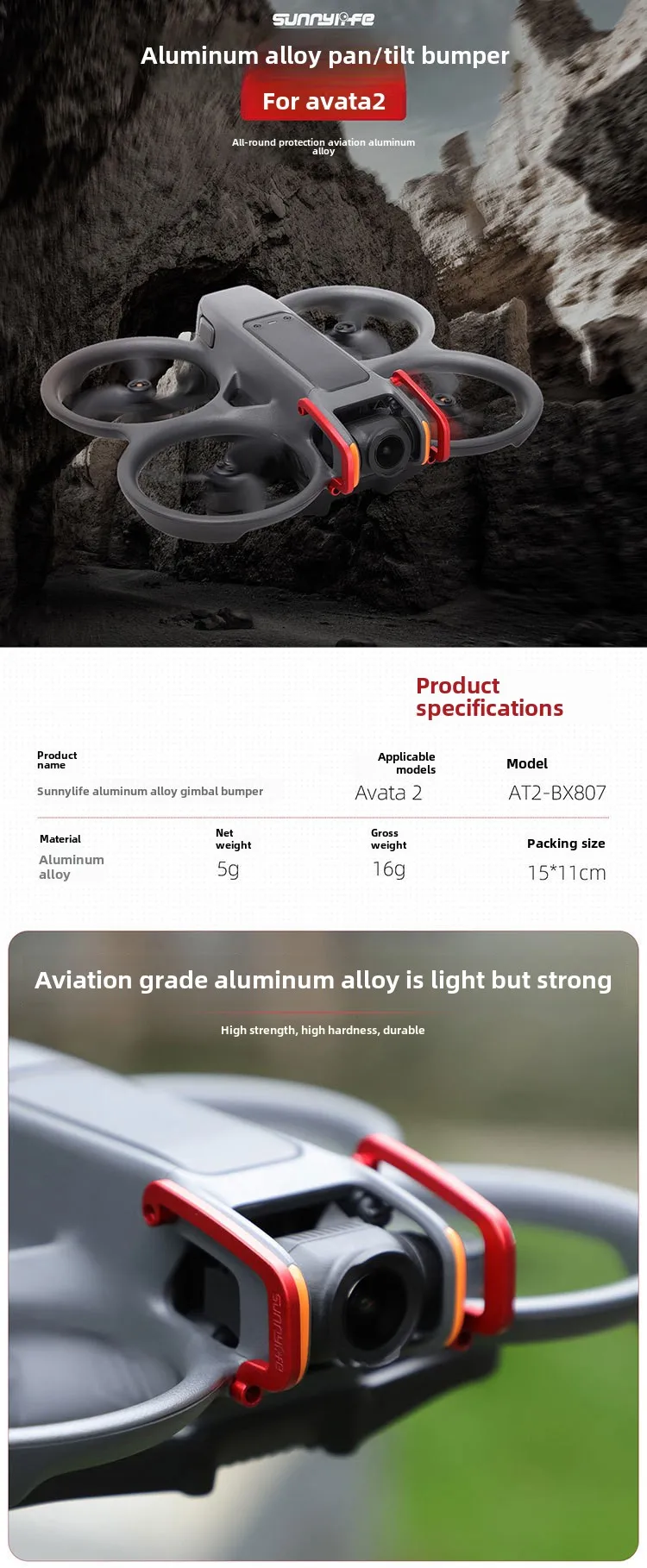 Description Picture 2 of itemDJI AVATA 2 bumper gimbal lens collision crossing machine protective bar aluminum alloy accessories