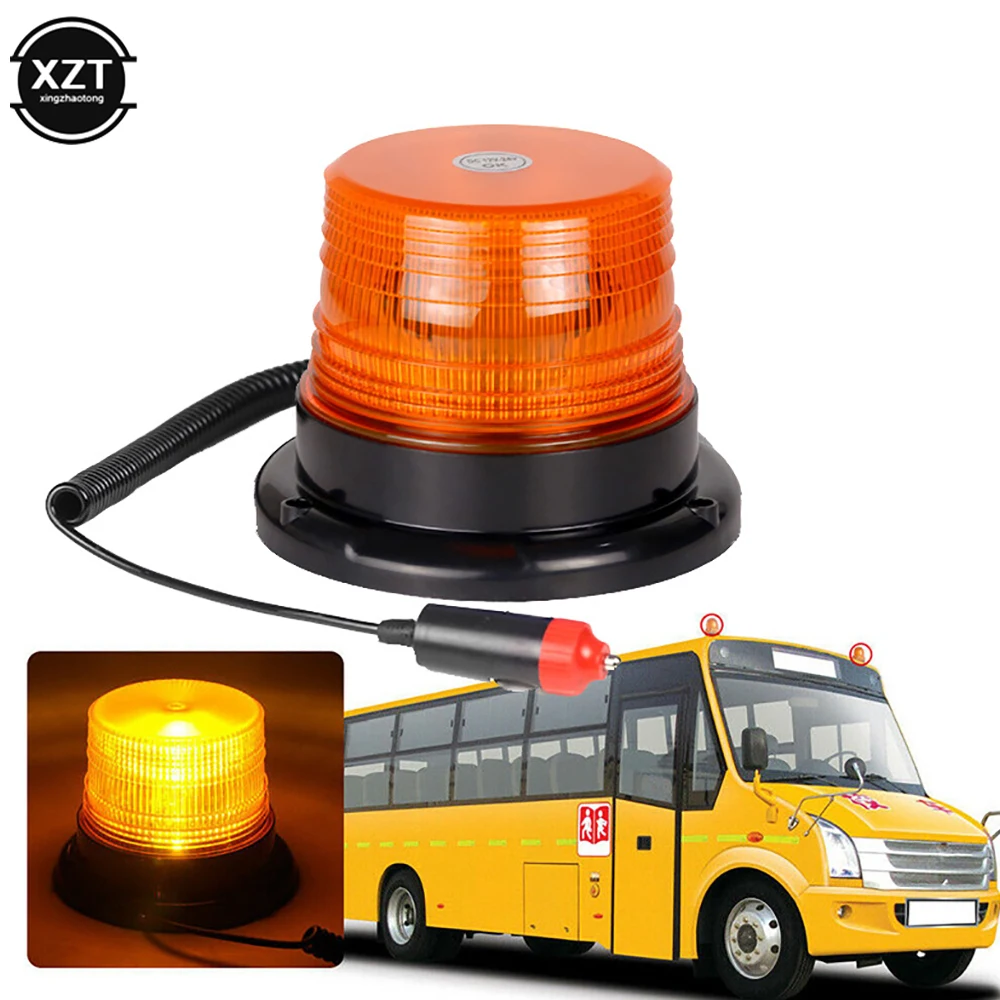 

New Blue Amber 12V/24V Magnetic Mounted Vehicle Car LED Strobe Warning Lights Police Flashing Lights led Emergency Lights Beacon