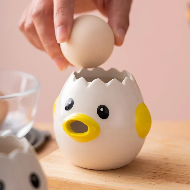 Cute Chicken Ceramic Egg White Separator Creative Egg Yolk Protein Separator Filter Cooking Baking Tools Kitchen Accessories