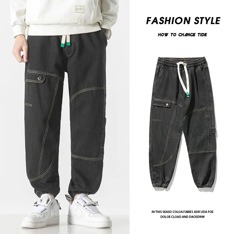 Mens Jeans Pants Slim Fit Joggers Streetwear Harem Jeans Cargo Pants Ankle-Length Denim Trousers size 5XL 6XL 7XL 8XL 3