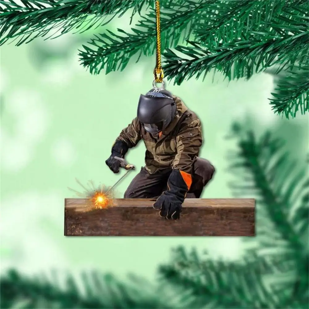 Welder Running Car Christmas Hanging Ornament Room Decor DIY Christmas Tree Decor Key Chain Backpack Souvenir