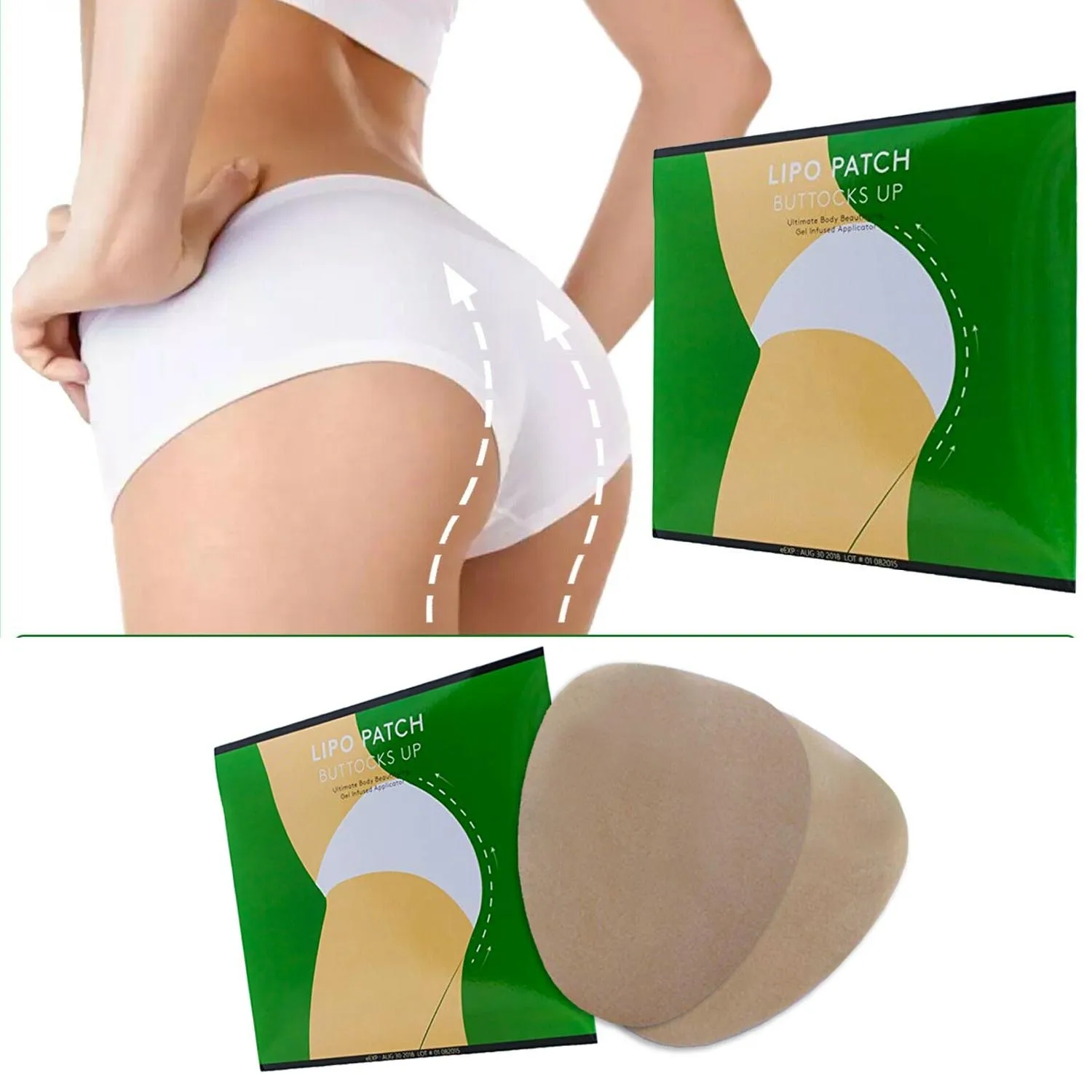 Butt Enhancement Gel Patch For Buttock Firming, Contouring, Tightening And Shaping Hydrating And Smoothing Skin 4 pair