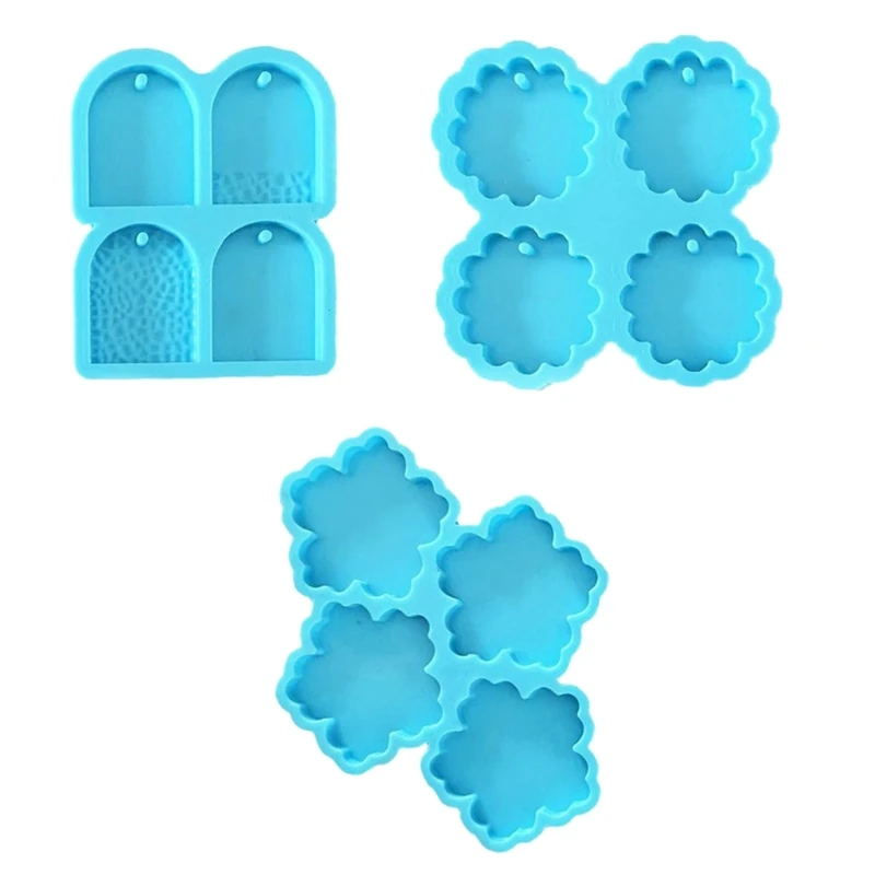 Flower Shaped Silicone Resin Mold 4 Cavity Door Hand Jewelry Pendant Epoxy Mold DIY Necklace Decor Gift crystal silicone mold english blessing word welcome birthday door listing epoxy resin molds diy handmade jewelry mould