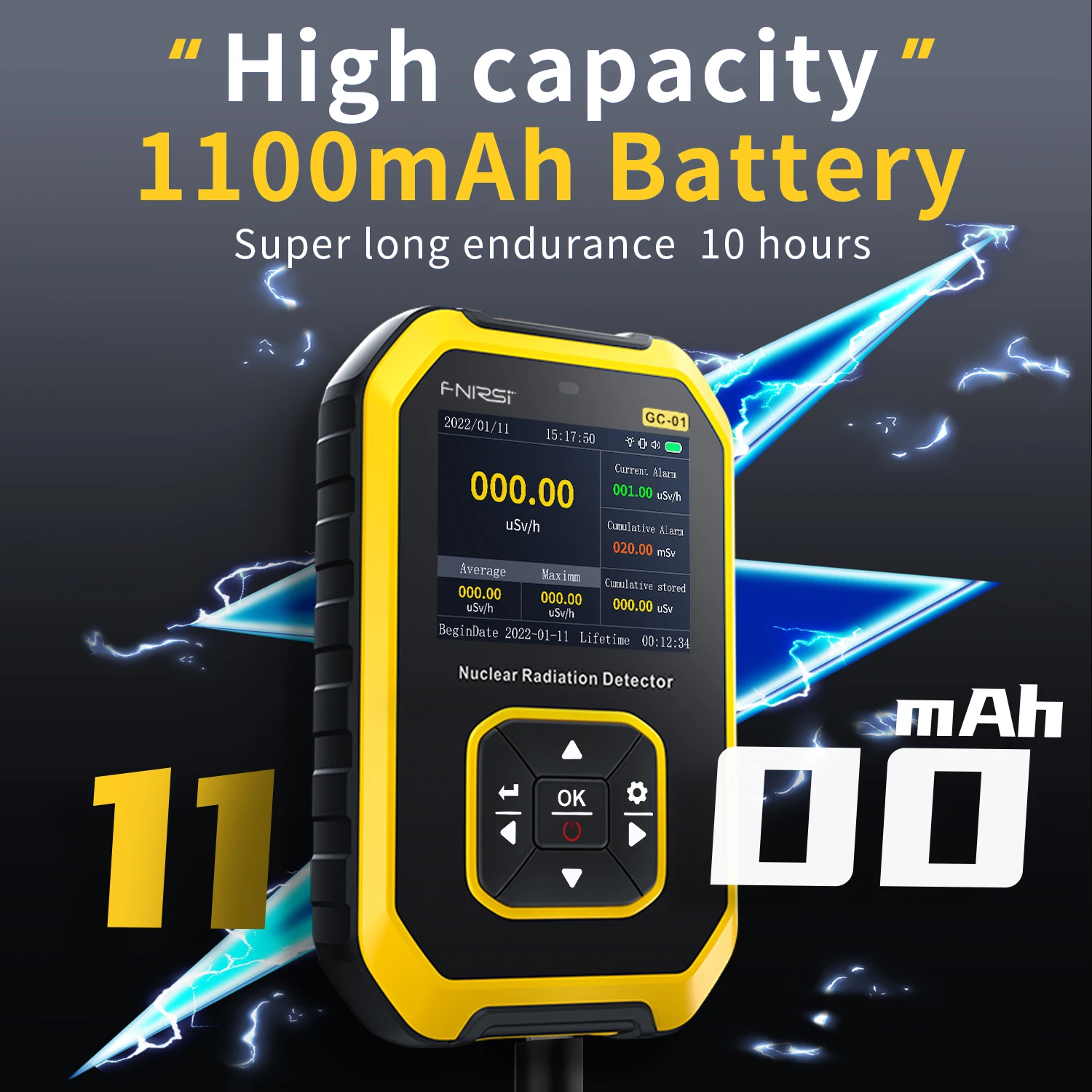 GC-01 롱 튜브 가이거 계수기 핵 방사선 감지기 선량계 X선 γ선 β선 방사능 감지기 파란색