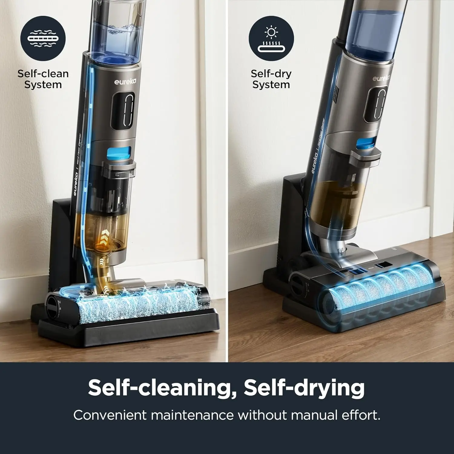 Cordless Wet Dry Cleaner Self Cleaning Vacuum and Mop Combo 3 Modes Good for Hard Floors Pet Hair Sticky Messes RapidWash