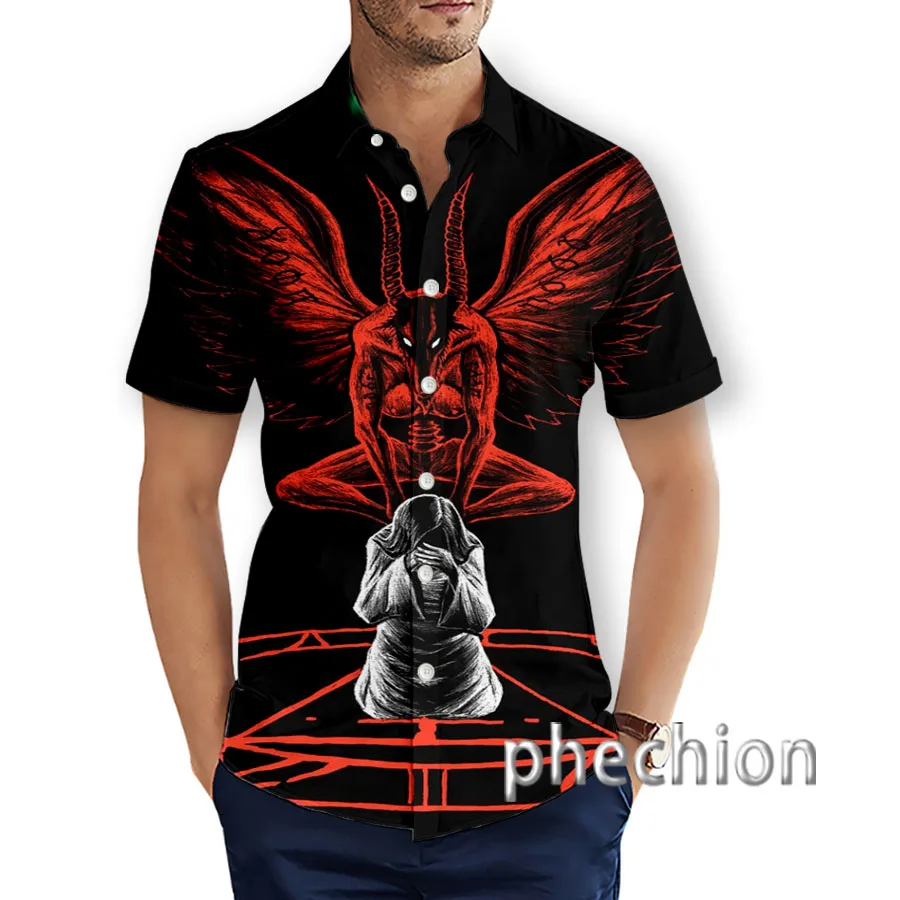 New Fashion Summer Hawaiian Satanic Skull Angel And Demon 3D Printed Mens Short Sleeve Beach Shirts T28 3
