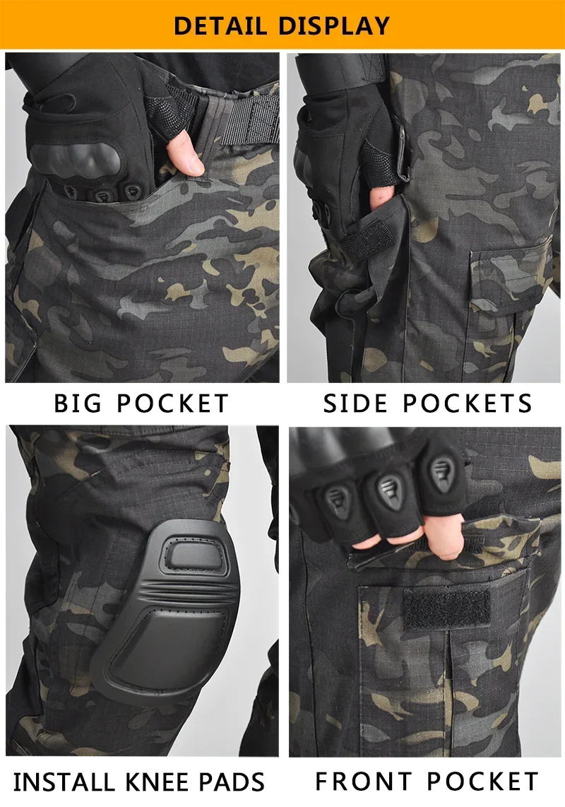 Tactical Milita Uniform Suits Camo Suit Hunting Clothes Combat Shirts Pants Men Airsoft Paintball Clothes Sets Outdoor Force 6