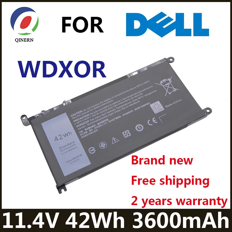 Wdxor 13 42wh 11.4v Bateria do Portátil para Dell Inspiron 5000 5368 157560 15 5538 13 7368 15 5567 15 5568 15 7000 P61f T2jx4 3crh3