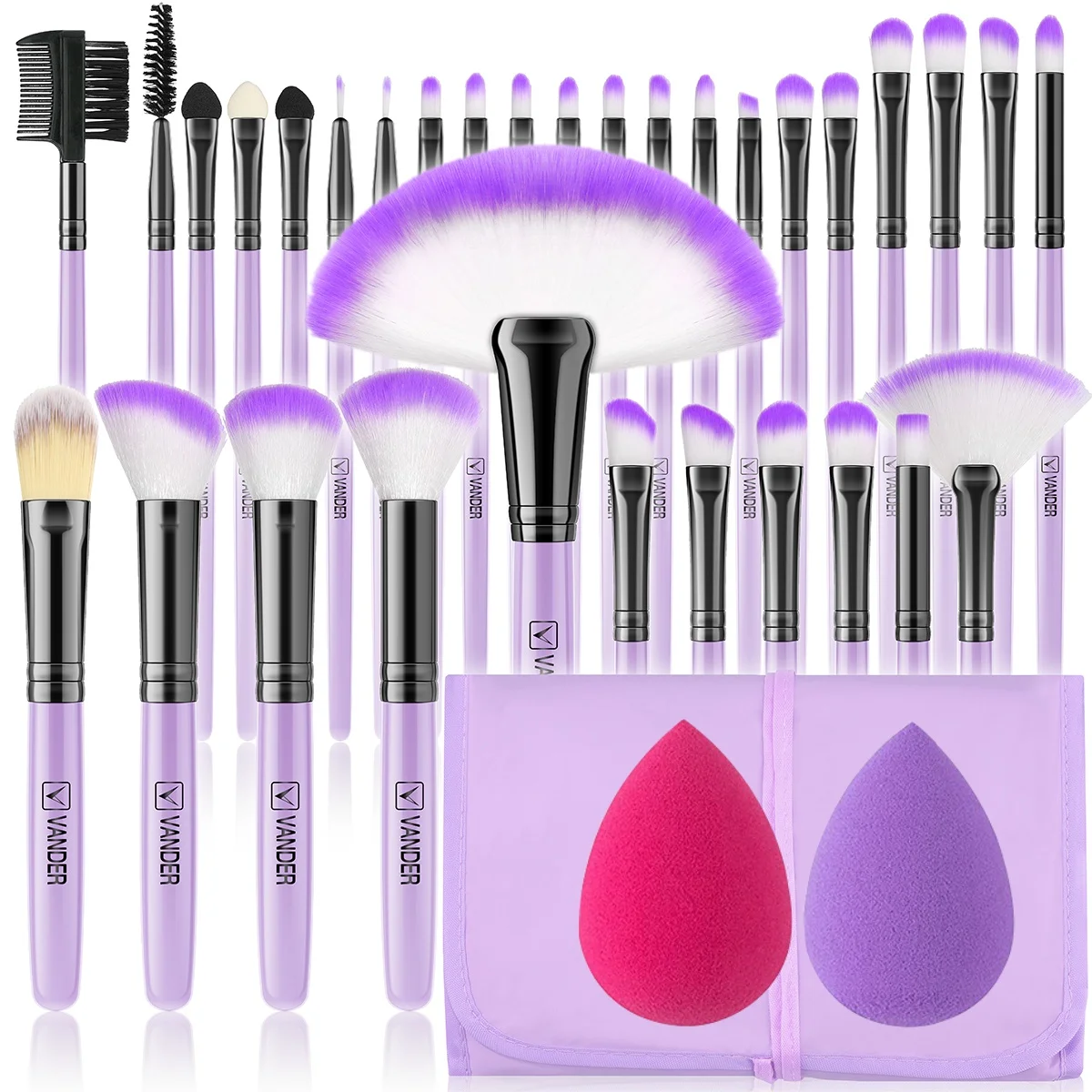 10 32PCS Makeup Brush Set Soft Fluffy Powder Foundation Contour Blush Concealer Eyeshadow Blending Highlighter Women