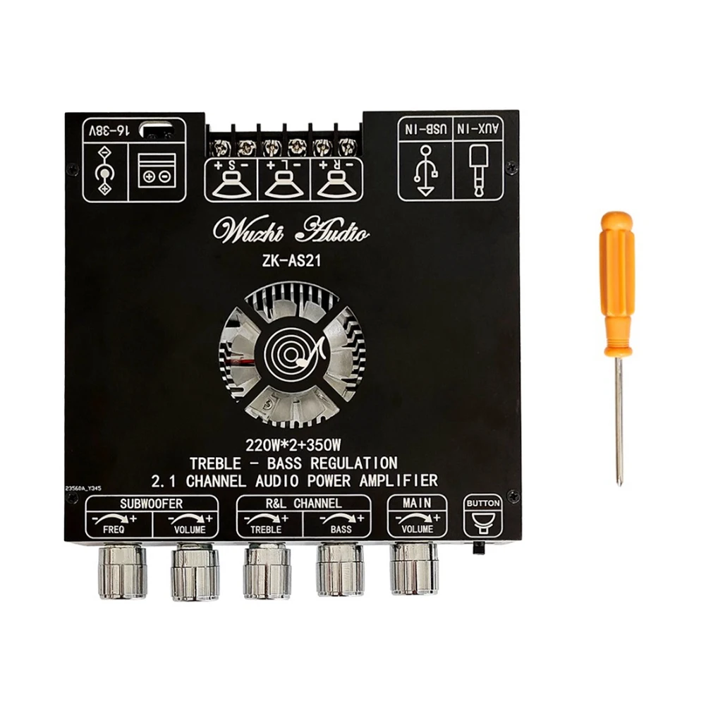 Zk-As21 Scheda Amplificatore Audio Bluetooth Digitale Subwoofer 220 Wx2 + 350W 2.1 Canali Tpa3255 Modulo Amplificatore Di Potenza Audio
