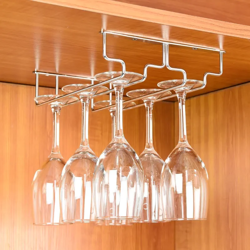 Gold Silver High quality useful Stainless Steel Wine Rack Glass Holder Hanging Bar Hanger Shelf