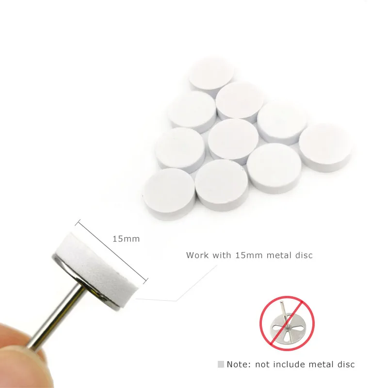 HYTOOS 50 개/갑 15mm 버핑 디스크 매니큐어 연마 샌딩 종이 금속 디스크 없음 네일 드릴 비트 액세서리 공급 업체