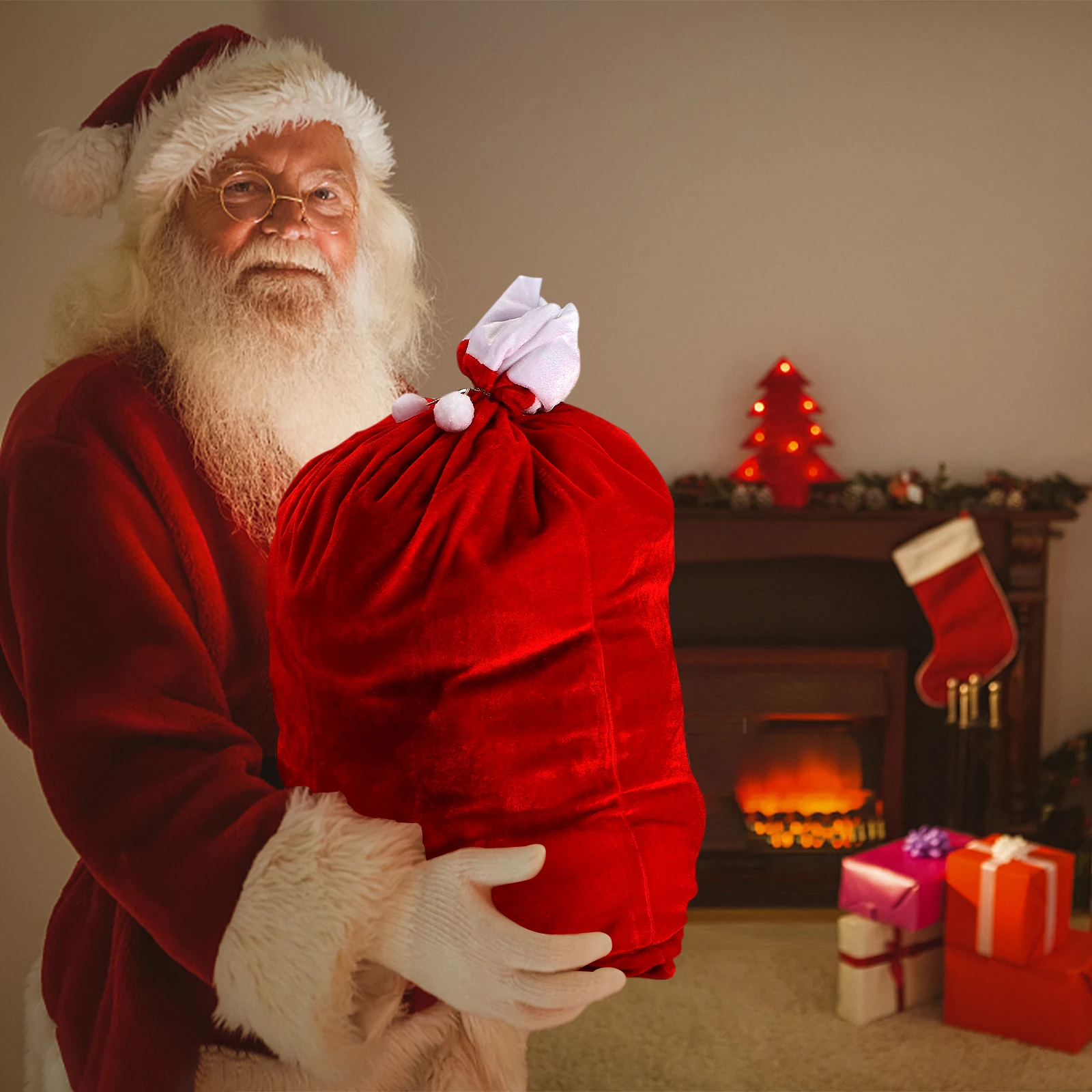 Claus Gift Bags Decorations Gold Velvet Super Large High-grade Christmas Creative New Year 70x50cm Red Santa