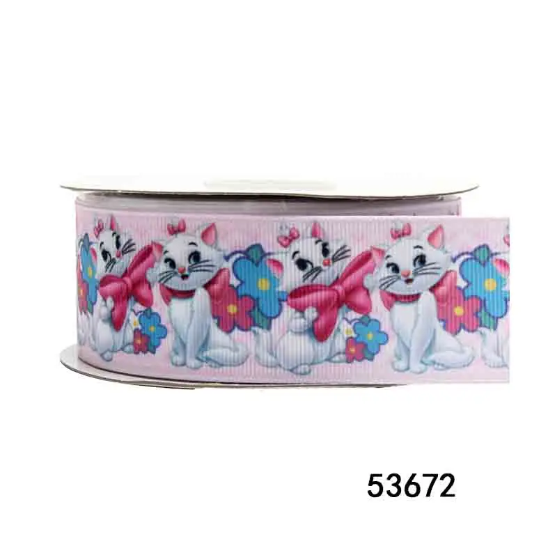 디즈니 Grosgrain 리본 푸우 마리 고양이 DIY 25mm 10 야드 활 공예 용품 장식 재료