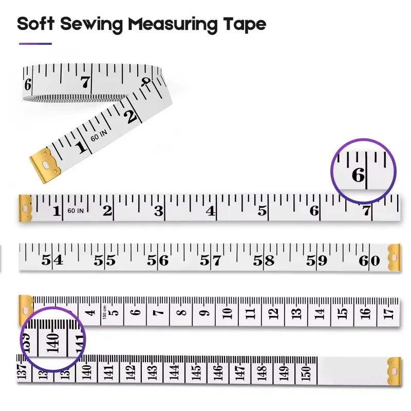 Sewing Tailor Tape Body Measuring Measure Soft Ruler Dressmaking Double-sided Scale 60 Inch