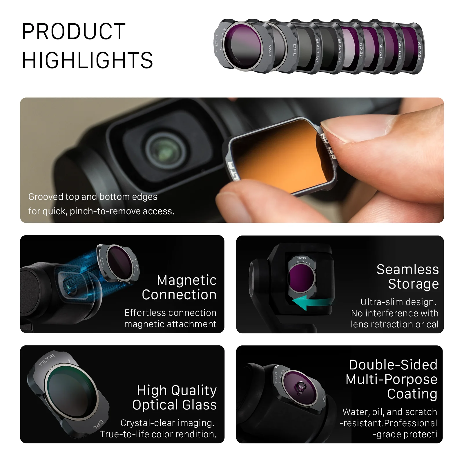 Filtre ND128 Magnétique Tilta Pour DJI Osmo Pocket 3 - Densité Neutre, Verre Optique Ultra-fin, TF-OP3-ND21 - 11