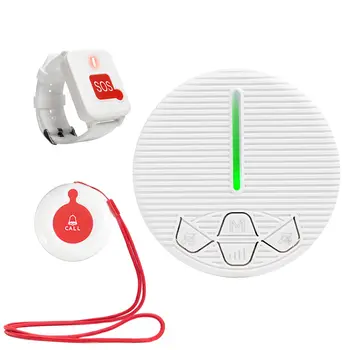 Wireless SOS Call Button Life Alert System Caregiver Pager for Elderly Seniors Home Safety 1 Receiver 1 Necklace 1 Wrist Button 1
