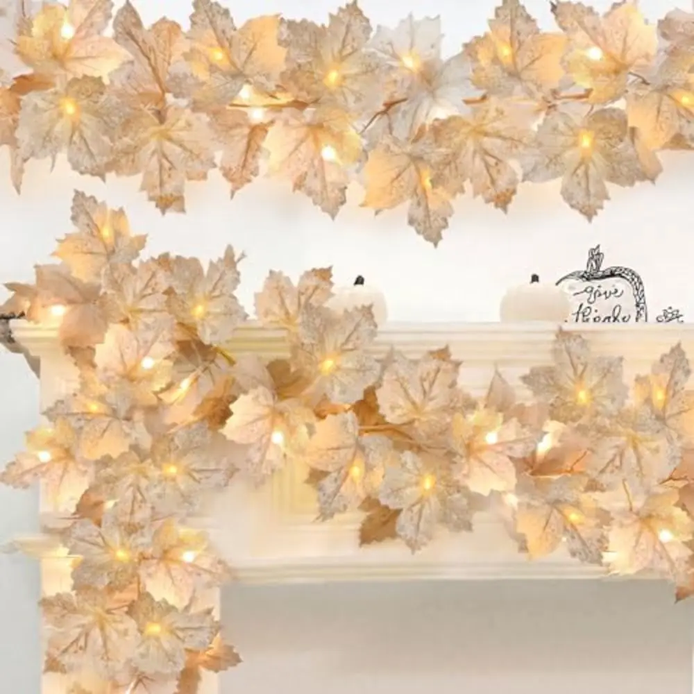 Maple Leaf Design Maple Leaf LED String Lights Waterproof Imitation Plant Holiday Decorative Lights Plastic Lifelike