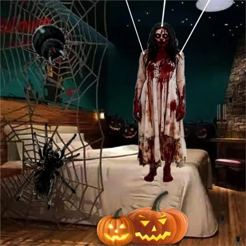 2D Halloween horror skull bride background cloth Halloween horror atmosphere haunted house indoor and outdoor decoration supplie 4