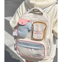 HAEX Kawaii Women Backpacks Cartoon Toast Patchwork Large Capacity Students Mochilas Para Mujer High School Aesthetic Girls Bags 2