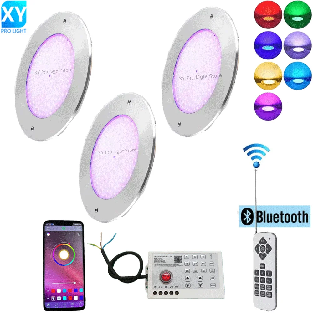 DC12 12W RGB LED 풀 빛 블루투스 APP 제어 IP68 야외 수중 조명..